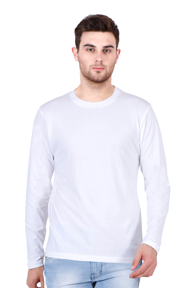 Male Round Neck Full Sleeve White M